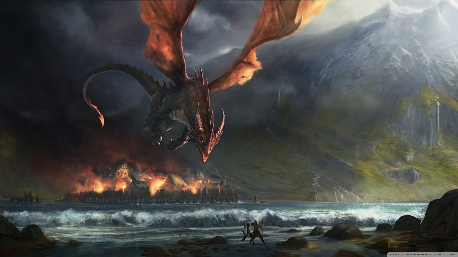 wallpaper dragon de fuego