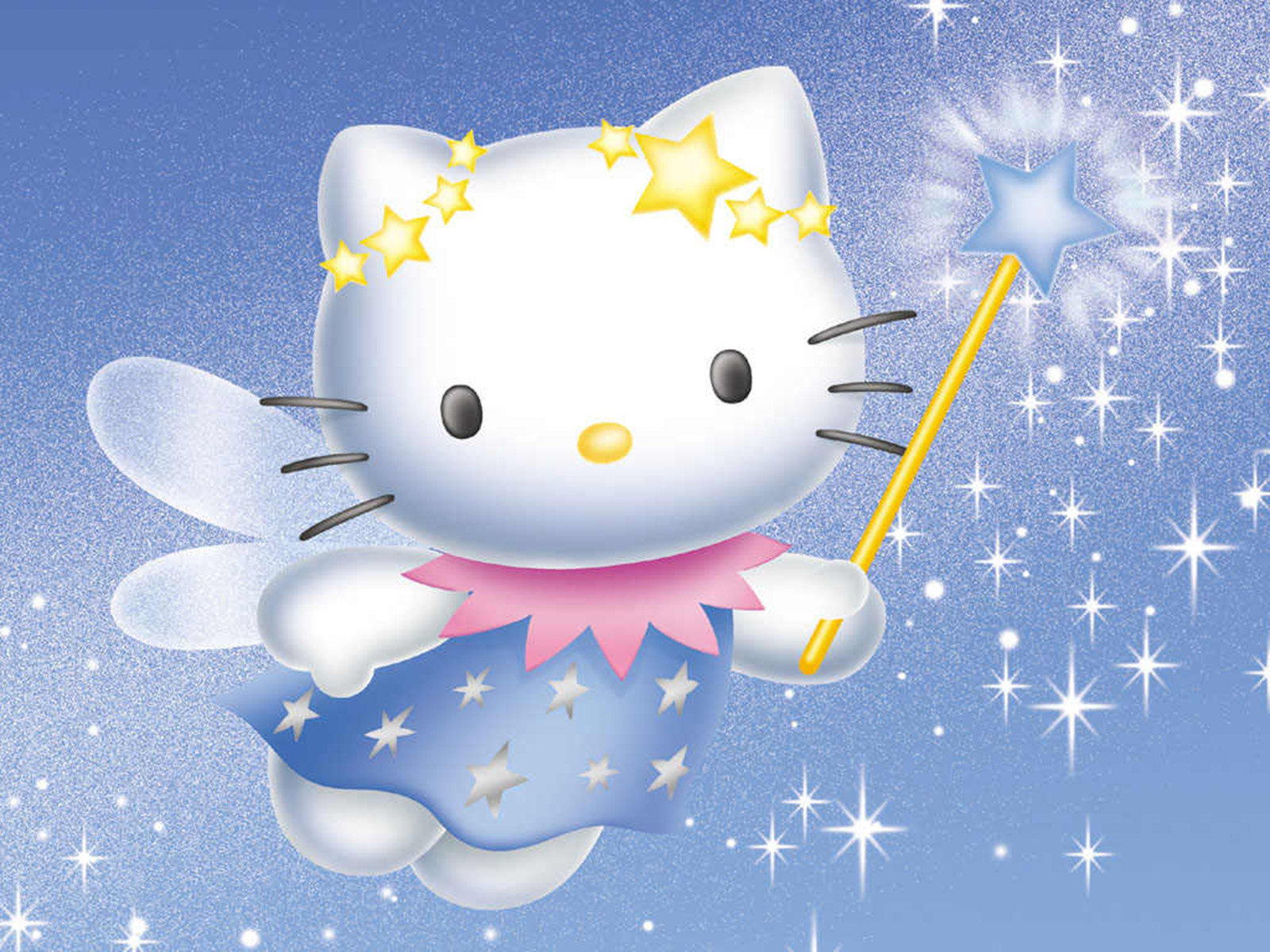 Wallpaper de Hello Kitty con varita magica