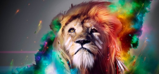 leon con luminosidades coloridas
